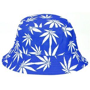 🔴 𝙎𝘼𝙇𝙀! 3️⃣ Pack Royal Blue and White Leaf Design Bucket Hat
